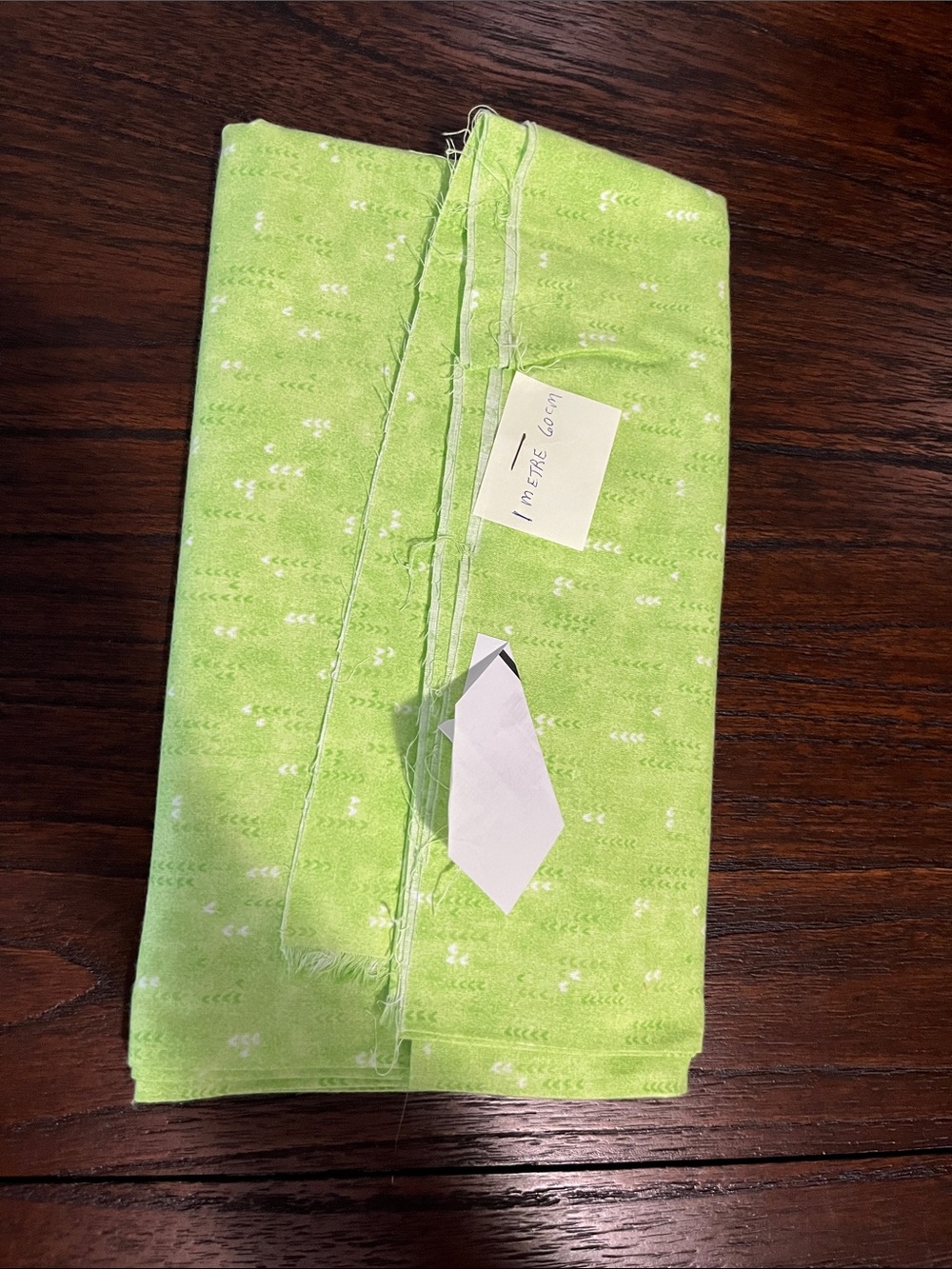 Source Unknown Lime Green Patterned Cotton Fabric